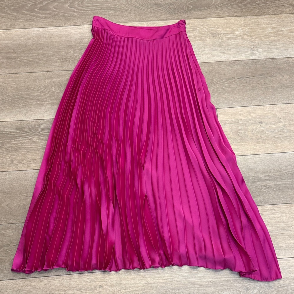 Zara Fuchsia Pleated A-Line Midi Skirt